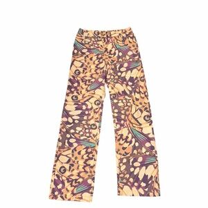 Forever 21 XS Butterfly Print High Waist Pants Y2K Retro Boho Flare